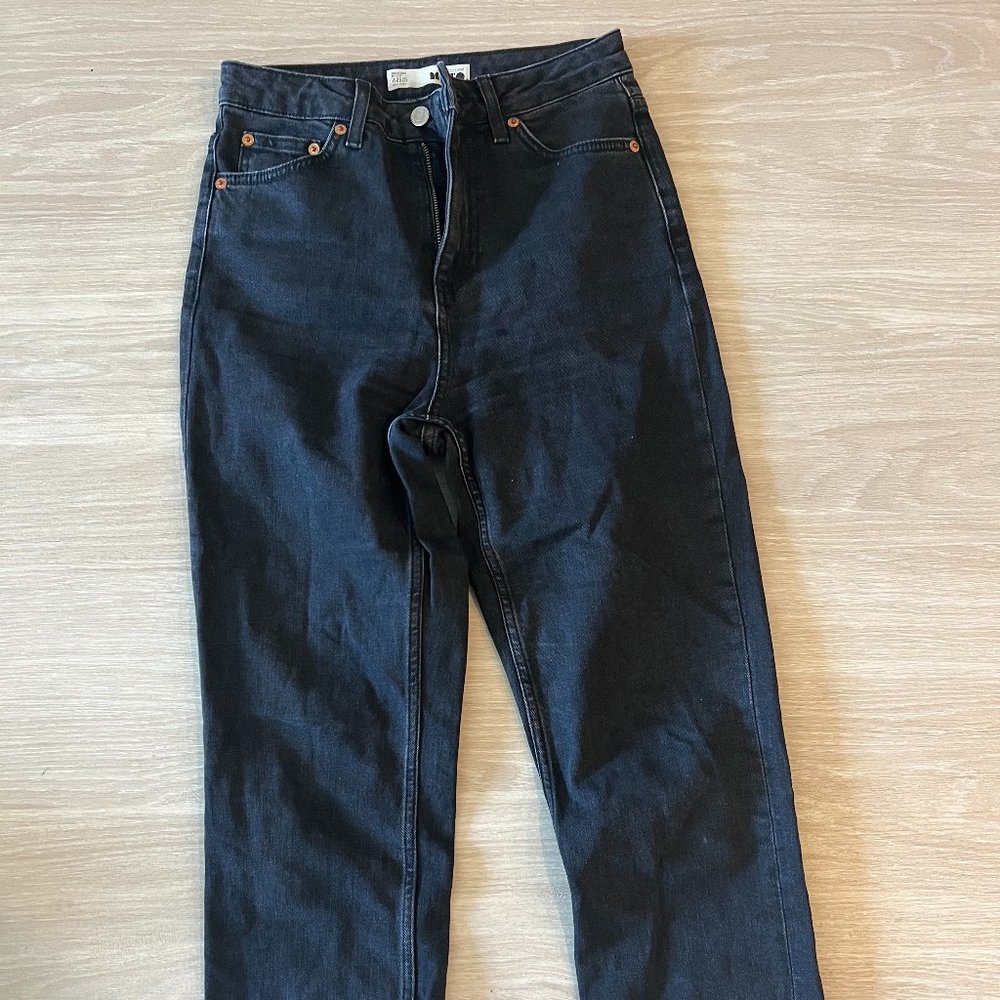 Topshop Moto Raw Hem Black Jeans W26 L30